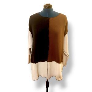 BONJOUR Vintage 80s Color Block Contrast Stitching Shirt Size 1X